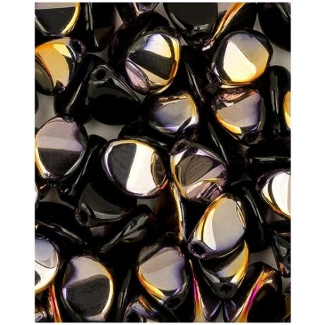 Стеклянные чешские бусины, Pinch beads, 5х3 мм, цвет Jet Sliperit, 10 грамм (около 116 шт.) (23980-29500*2)