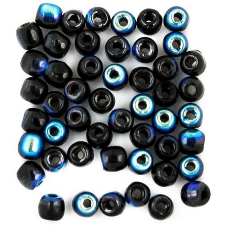 Стеклянные чешские бусины, круглые, Glass Pressed Beads, 2 мм, цвет Jet AB, 150 шт. (23980-28701*3)