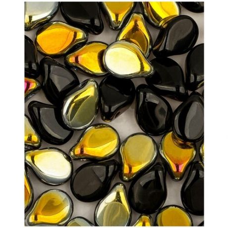 Стеклянные чешские бусины, Pip Beads, 5х7 мм, цвет Jet Marea, 50 шт. (23980-28001*1)