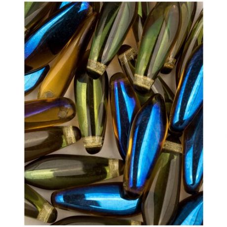 Стеклянные чешские бусины, Glass Dagger, 5x16 мм, цвет Topaz Azuro, 10 шт. (10060-22201*1)