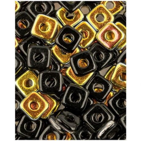 Стеклянные чешские бусины, Quad Bead, 4 мм, цвет Jet Marea, 5 грамм (около 145 шт.) (23980-28001*1)