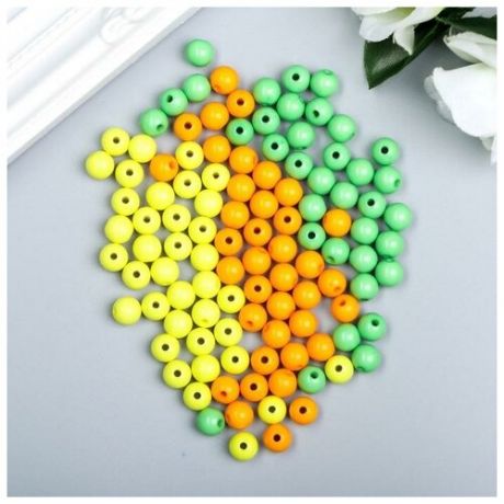 Бусины для творчества "Шарики", 8 мм, 30 грамм, желтые, оранжевые, зеленые