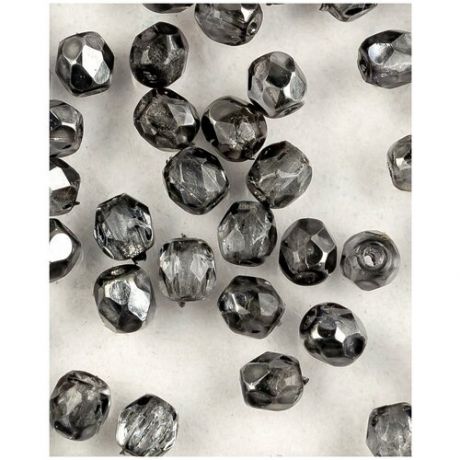 Стеклянные чешские бусины, граненые круглые, Fire polished, 3 мм, цвет Crystal Earthtone Metallic Ice, 50 шт. (00030-67437*1)