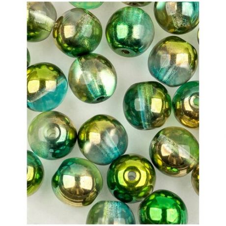 Стеклянные чешские бусины, круглые, Round Beads, 6 мм, цвет Crystal Sunny Magic Summer Green, 50 шт. (00030-98003*2)