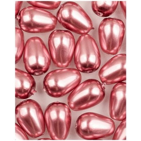Стеклянные чешские бусины, каплеобразный жемчуг, Teardrop Glass Pearls, 7x5 мм, цвет Fandago Pink, 30 шт. (26276*3)