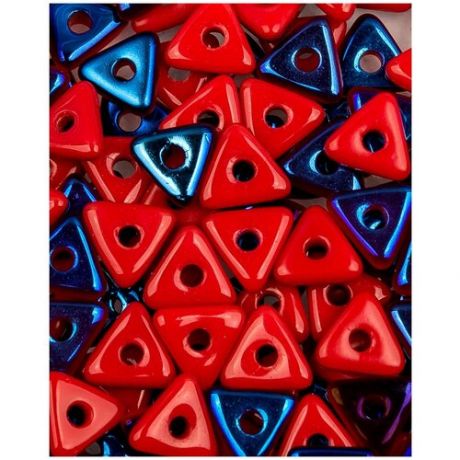 Стеклянные чешские бусины, Tri-bead, 4 мм, цвет Opaque Red Azuro, 5 грамм (около 145 шт (93200-22201*1)