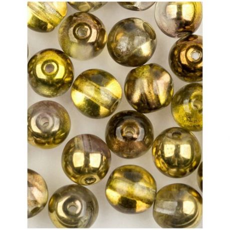 Стеклянные чешские бусины, круглые, Round Beads, 6 мм, цвет Crystal Sunny Magic Gold, 50 шт. (00030-98002*2)