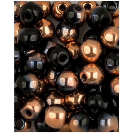 Стеклянные чешские бусины, круглые, Round Beads, 3 мм, цвет Jet Capri Gold, 150 шт. (23980-27101*3)