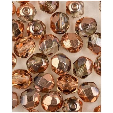 Стеклянные чешские бусины, граненые круглые, Fire polished, 6 мм, цвет Crystal Capri Gold, 40 шт. (00030-27101*1)