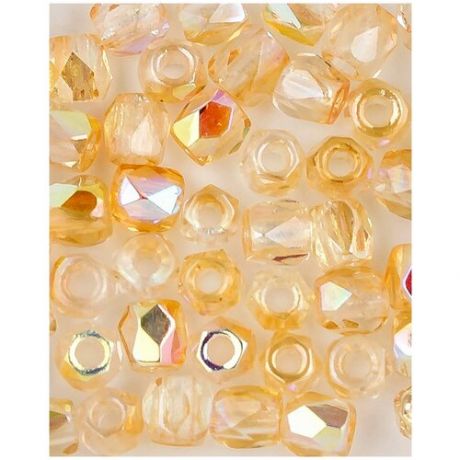 Стеклянные чешские бусины, граненые круглые, Fire polished, 2 мм, цвет Crystal Yellow Rainbow, 50 шт. (00030-98531*1)