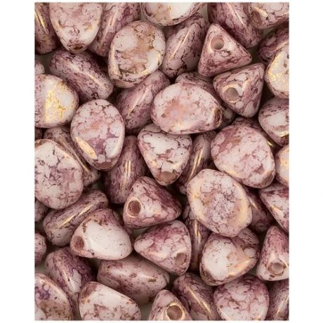 Стеклянные чешские бусины, Pinch beads, 5х3 мм, цвет Chalk White Teracota Purple, 5 грамм (около 58 шт.) (3000-15496*1)