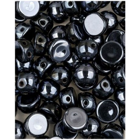 Стеклянные чешские бусины с двумя отверстиями, Cabochon bead, 6 мм, цвет Jet Lagoon Full, 10 шт. (23980-23703 *1)
