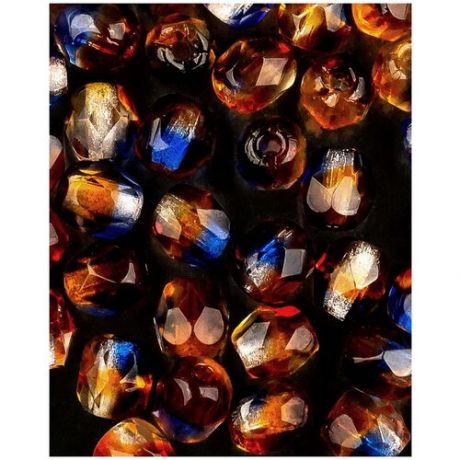 Стеклянные чешские бусины, граненые круглые, Fire polished, 4 мм, цвет цвет Q3892, 100 шт. (Q3892*2)