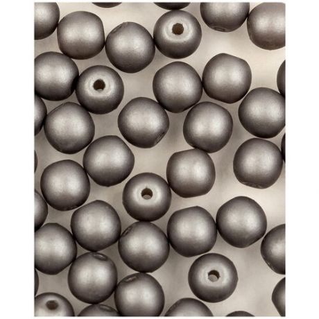 Стеклянные чешские бусины, круглые, Round Beads, 4 мм, цвет Alabaster Metallic Steel, 50 шт. (2010-29403*1)