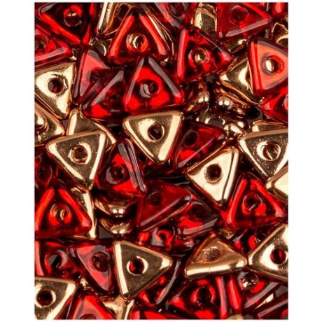 Стеклянные чешские бусины, Tri-bead, 4 мм, цвет Red Capri Gold, 5 грамм (около 145 шт (90090-27101*1)