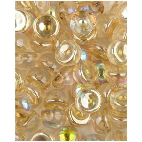 Стеклянные чешские бусины с двумя отверстиями, Cabochon bead, 6 мм, цвет Crystal Lemon Rainbow, 10 шт. (00030-98534 *1)