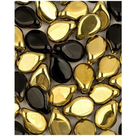 Стеклянные чешские бусины, Pip Beads, 5х7 мм, цвет Jet Amber, 50 шт. (23980-26441*1)