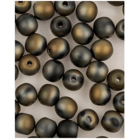 Стеклянные чешские бусины, круглые, Round Beads, 4 мм, цвет Jet Valentinite Full Matted, 150 шт. (23980-22673*3)