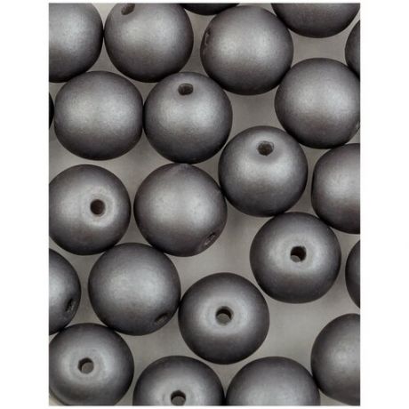 Стеклянные чешские бусины, круглые, Round Beads, 6 мм, цвет Alabaster Metallic Steel, 25 шт. (2010-29403*1)