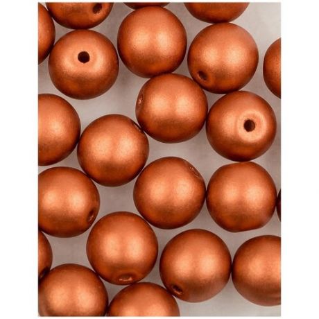 Стеклянные чешские бусины, круглые, Round Beads, 6 мм, цвет Alabaster Metallic Bronze, 25 шт. (2010-29410*1)