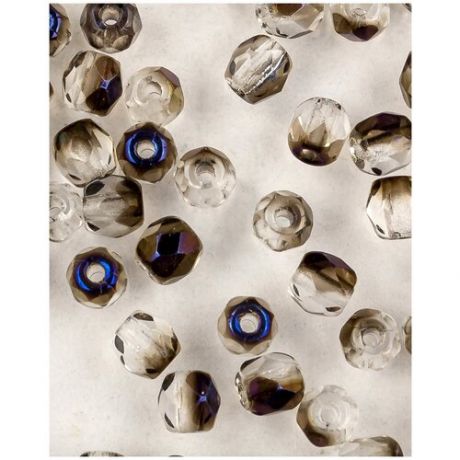 Стеклянные чешские бусины, граненые круглые, Fire polished, 3 мм, цвет Crystal Azuro, 150 шт. (00030-22201*3)