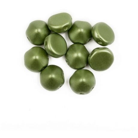 Стеклянные чешские бусины с двумя отверстиями, Tipp Beads, 8 мм, цвет Alabaster Pastel Olivine, 10 шт. (2010-25034*1)