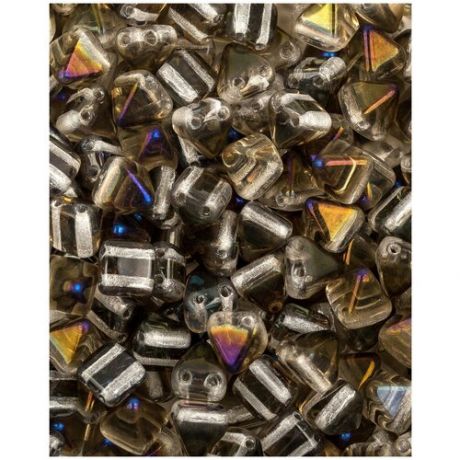 Стеклянные чешские бусины с двумя отверстиями, Pyramid beads 2-hole, 6 мм, цвет Crystal Azuro, 20 шт. (00030-22201*2)