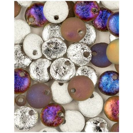 Стеклянные чешские бусины, Lentils, 6 мм, цвет Crystal Etched Volcano, 50 шт. (00030-29982*1)