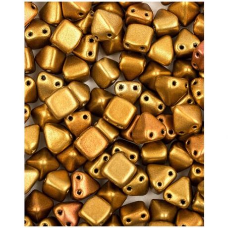 Стеклянные чешские бусины с двумя отверстиями, Pyramid beads 2-hole, 6 мм, цвет Metallic Mix, 20 шт. (01610*2)