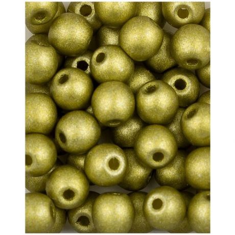 Стеклянные чешские бусины, круглые, Round Beads, 3 мм, цвет Alabaster Metallic Lime, 50 шт. (2010-29482*1)