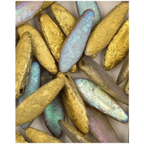 Стеклянные чешские бусины, Glass Dagger, 5х16 мм, цвет Crystal Etched Golden Rainbow, 10 шт. (00030-98586*1)