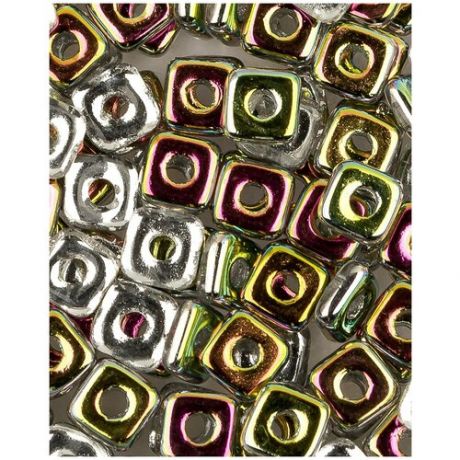 Стеклянные чешские бусины, Quad Bead, 4 мм, цвет Crystal Vitrail, 5 грамм (около 145 шт.) (00030-28101*1)