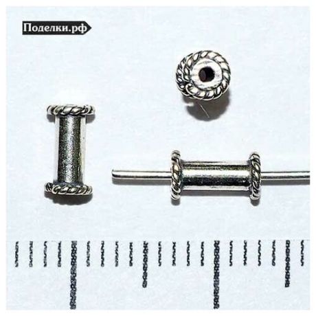 Бусина Бали Катушечка 0008017 серебряный 7x3 мм, цена за 4 шт.