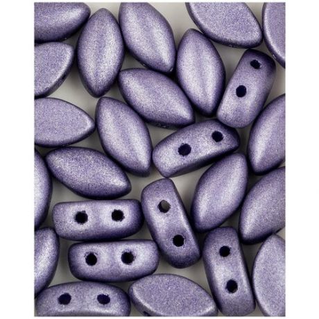 Стеклянные чешские бусины с двумя отверстиями, IrisDuo, 4x7 мм, цвет Alabaster Metallic Violet, 25 шт. (2010-29425*1)