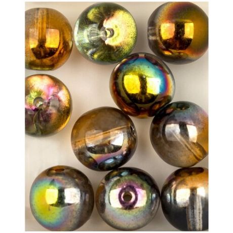 Стеклянные чешские бусины, круглые, Round Beads, 8 мм, цвет Crystal Magic Copper, 30 шт. (00030-95300*3)