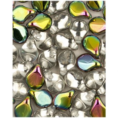 Стеклянные чешские бусины, Pip Beads, 5х7 мм, цвет Crystal Vitrail, 50 шт. (00030-28101*1)