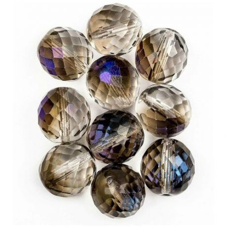 Стеклянные чешские бусины, граненые круглые, Fire polished, 16 мм, цвет Crystal Azuro, 3 шт. (00030-22201*3)