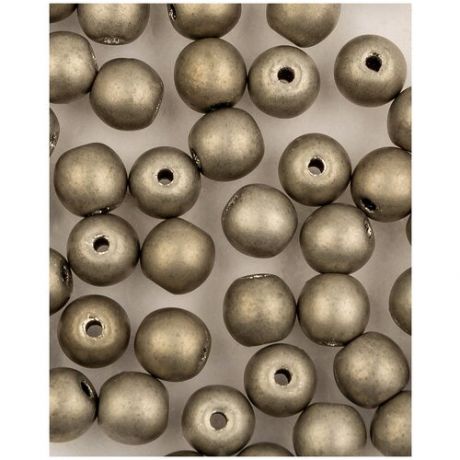Стеклянные чешские бусины, круглые, Round Beads, 4 мм, цвет Jet Full Argentic Matted, 150 шт. (23980-27570*3)