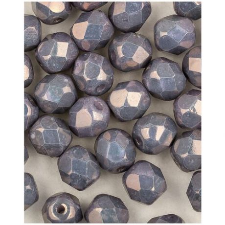Стеклянные чешские бусины, граненые круглые, Fire polished, 6 мм, цвет Chalk White Copper, 40 шт. (3000-14435*1)