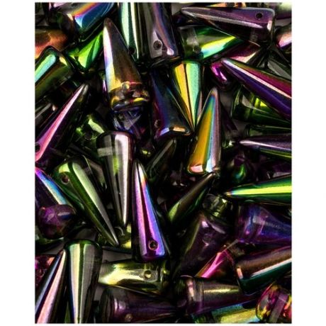 Стеклянные чешские бусины, Spike, 7х17 мм, цвет Crystal Magic Orchid, 10 шт. (00030-95000*2)