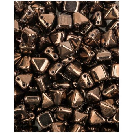 Стеклянные чешские бусины с двумя отверстиями, Pyramid beads 2-hole, 6 мм, цвет Jet Lila Vega Luster, 20 шт. (23980-15726*2)