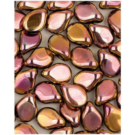 Стеклянные чешские бусины, Pip Beads, 5х7 мм, цвет Jet Full Capri Rose, 50 шт. (23980-27143*1)