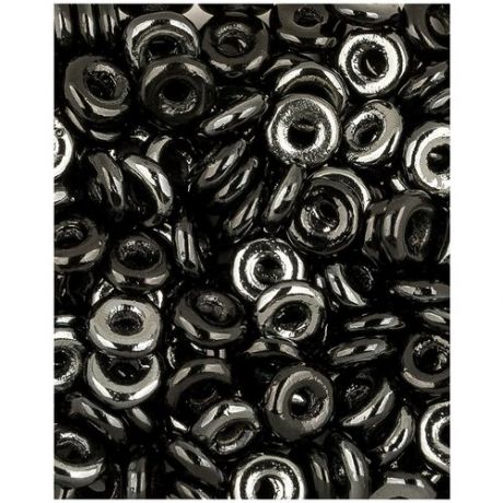 Стеклянные чешские бусины, O bead, 4 мм, цвет Jet Vacuum Hematite, 5 грамм (около 165 шт.) (23980-27201*1)