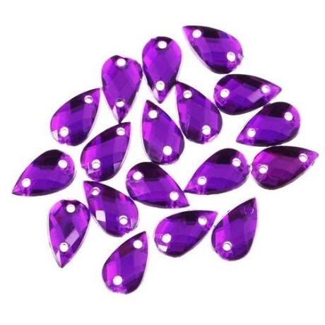 Стразы пришивные (капля), 18 штук, 6x10 мм, цвет: 22 темный пурпур (арт. 7701654)