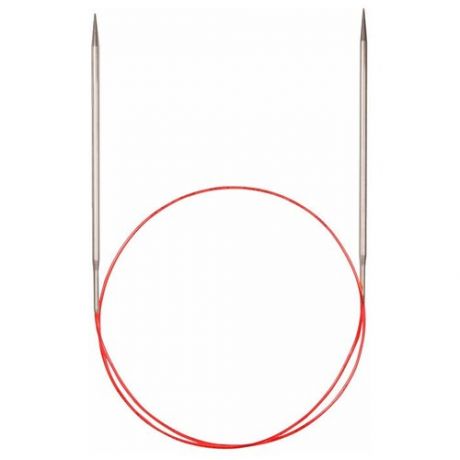 Спицы ADDI круговые с удлиненным кончиком 775-7, диаметр 5.5 мм, длина 60 см, серебристый/красный