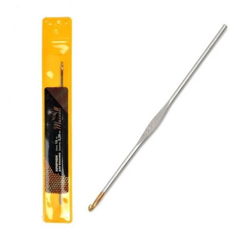Крючки для вязания Maxwell односторонние с золотой головкой MAXW.7252, никель 2,25мм, 12 см