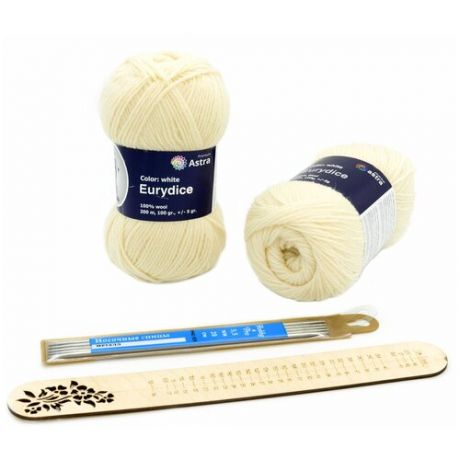 Набор для вязания носков с линейкой для определения размера, 02 белый