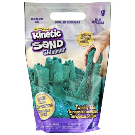Кинетический песок Kinetic Sand с блестками (6060800/6060801), бирюзовый, 0.91 кг, пакет