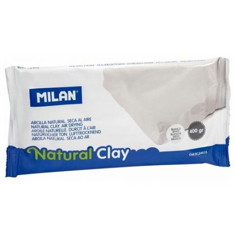 Глина для лепки Milan натуральная белая застывает на воздухе 400 грамм в пластиковой упаковке