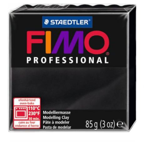 Полимерная глина FIMO Professional запекаемая 85 г черный (8004-9)